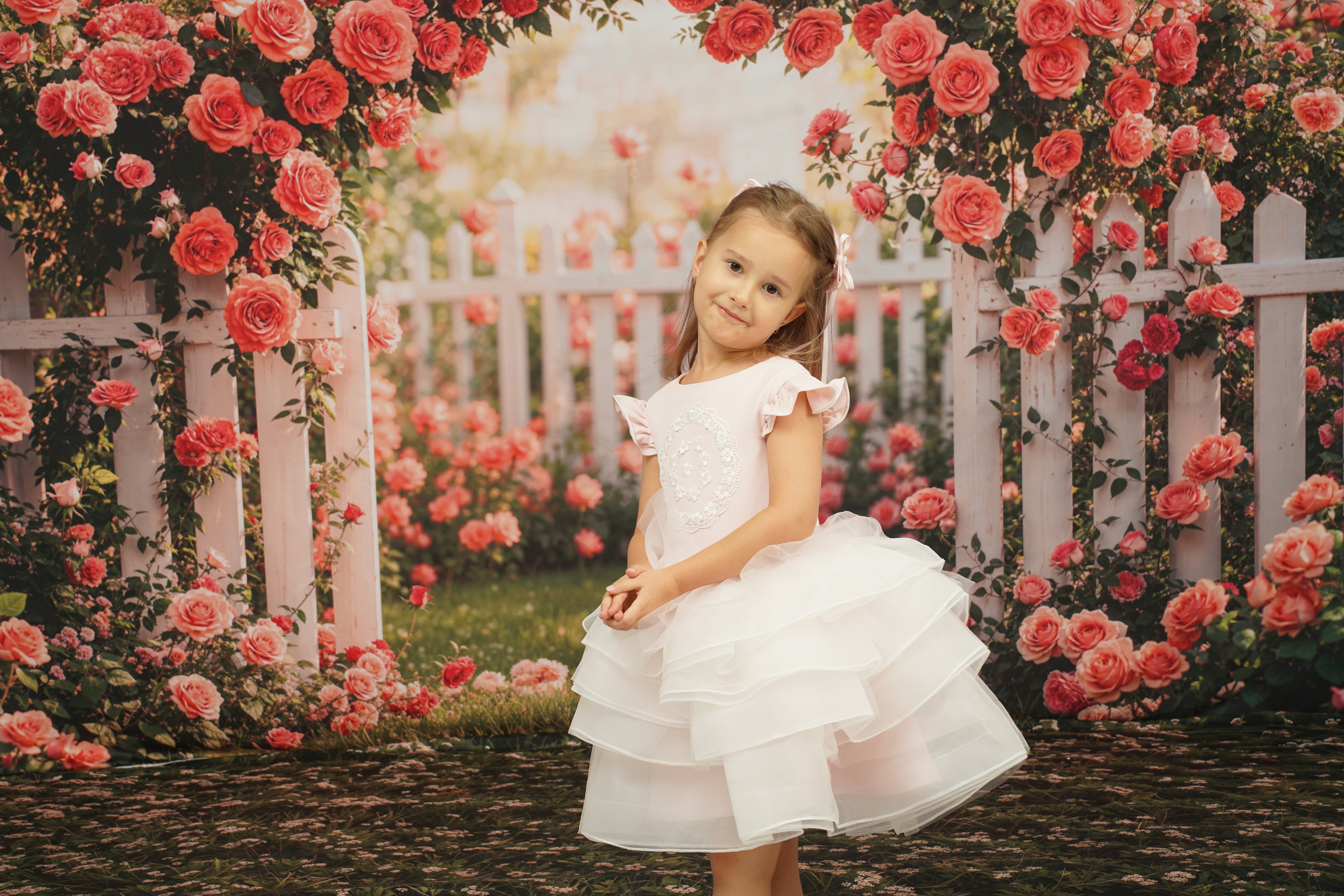 ⚡Blitzangebote #1-Kate Frühling Blumenbogen Rosa Rosengarten Hintergrund - Kate Backdrop.de