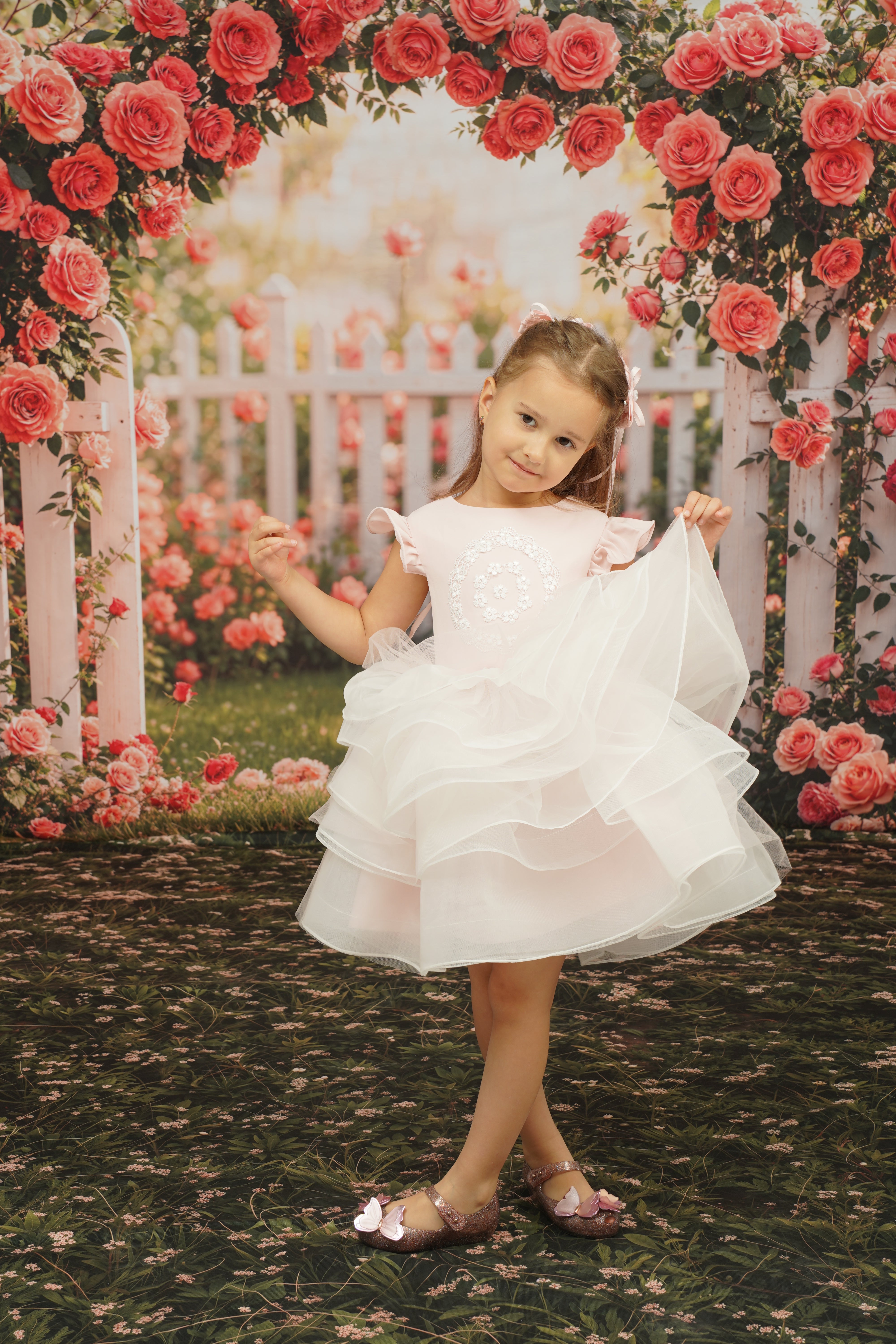 ⚡Blitzangebote #1-Kate Frühling Blumenbogen Rosa Rosengarten Hintergrund - Kate Backdrop.de