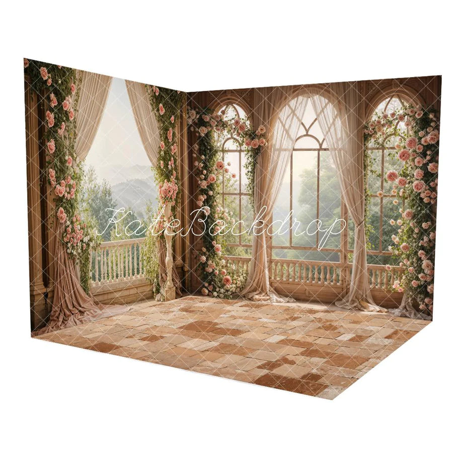 Kate Frühling Fenster Blumen Vorhang Balkon Zimmer Set (8ftx8ft&10ftx8ft&8ftx10ft)