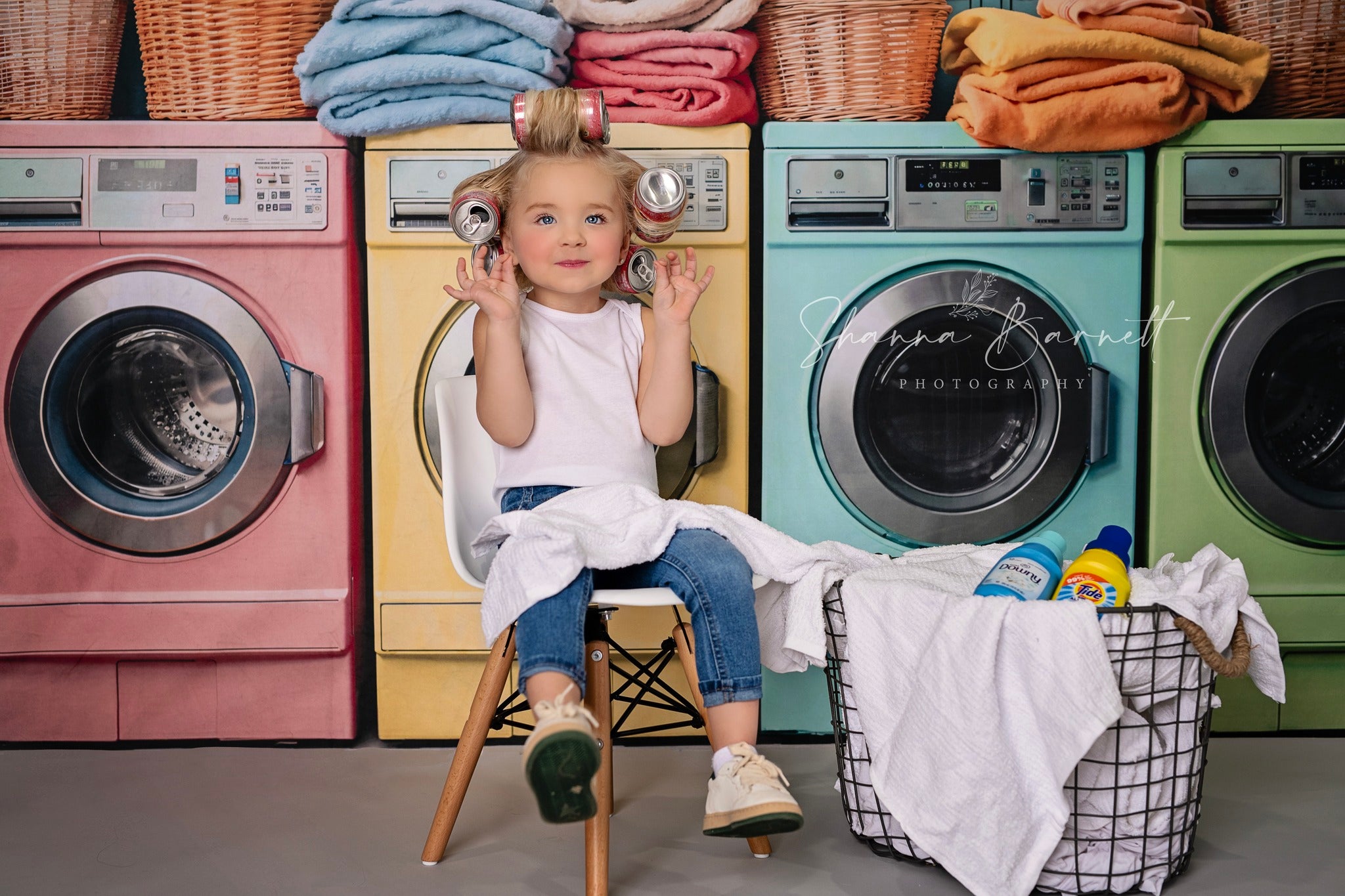 Kate Laundry Day Bunte Waschmaschine Hintergrund von Chain Photography - Kate Backdrop.de