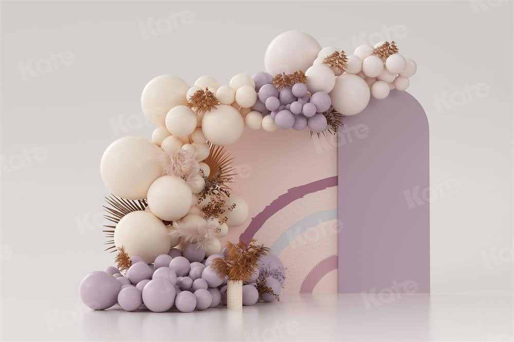 Kate Lila Boho Ballons Kuchen Smash Fleece Hintergrund Entworfen von Uta Mueller - Kate Backdrop.de