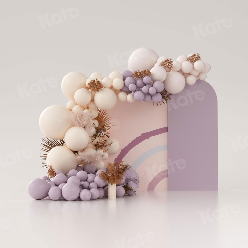Kate Lila Boho Ballons Kuchen Smash Fleece Hintergrund Entworfen von Uta Mueller - Kate Backdrop.de