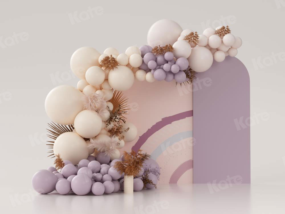 Kate Lila Boho Ballons Kuchen Smash Fleece Hintergrund Entworfen von Uta Mueller - Kate Backdrop.de