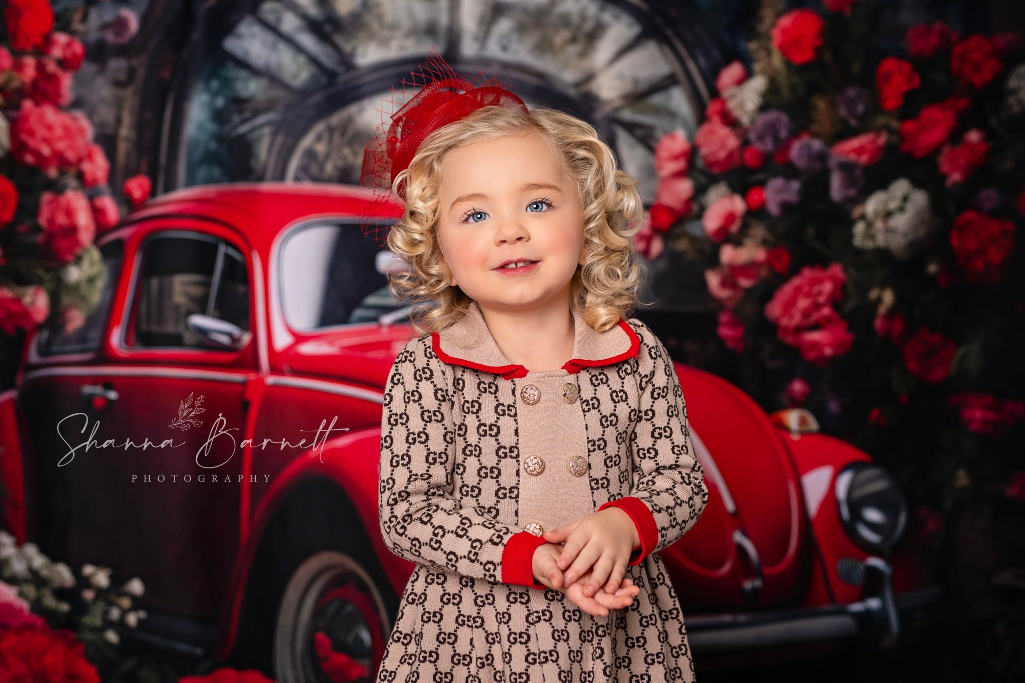 Kate Valentinstag Rotes Auto Hintergrund von Patty Roberts - Kate Backdrop.de