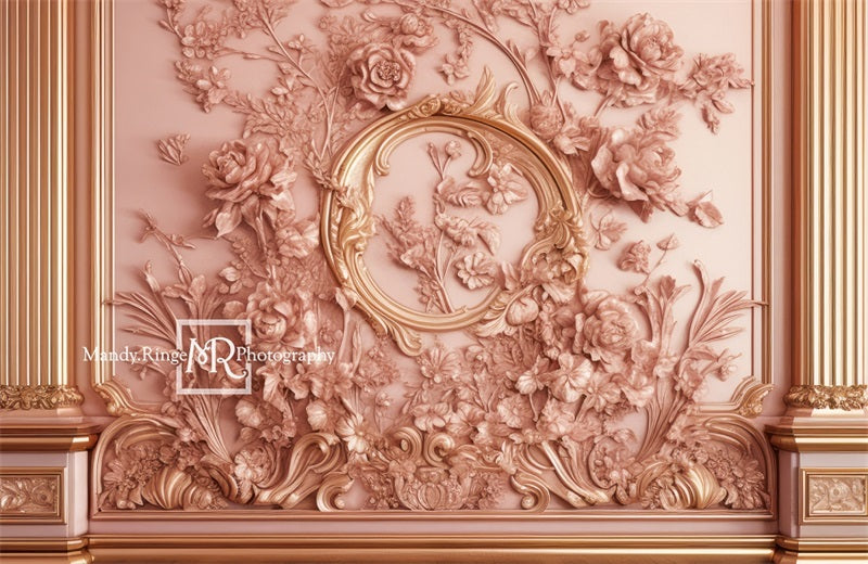 Kate Verzierte Rosa und Gold Floral Prinzessin Wandhintergrund von Mandy Ringe Fotograf - Kate Backdrop.de