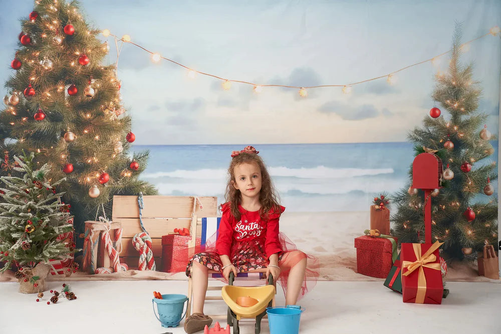 Kate Weihnachten Strand Meer Hintergrund von Chain Photography