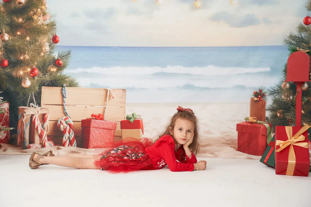 Kate Weihnachten Strand Meer Hintergrund von Chain Photography