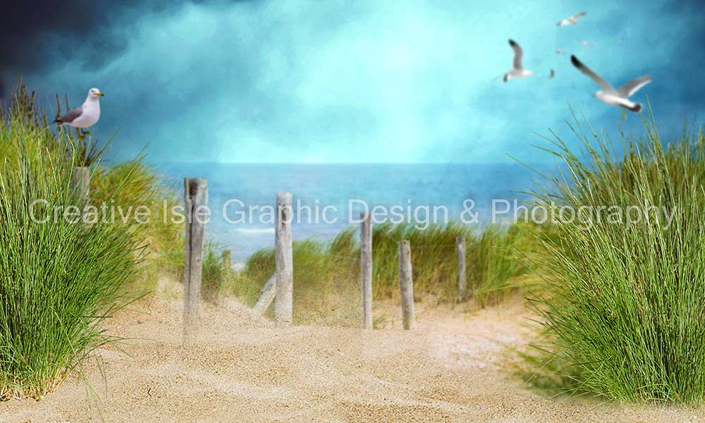 Kate Strandweg Hintergrund Taube Grünes Gras von Chrissie Green