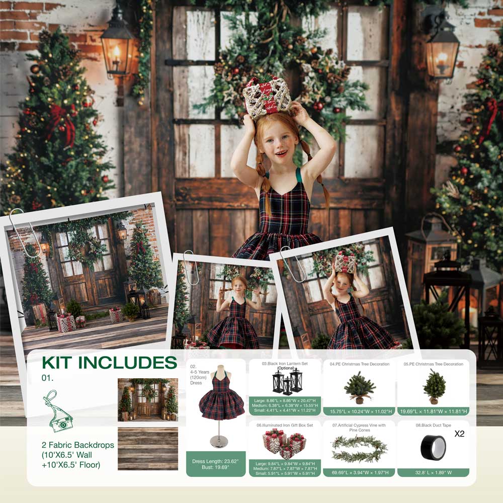Kate Winter Weihnachten Baum Laterne Holztür Fotokit