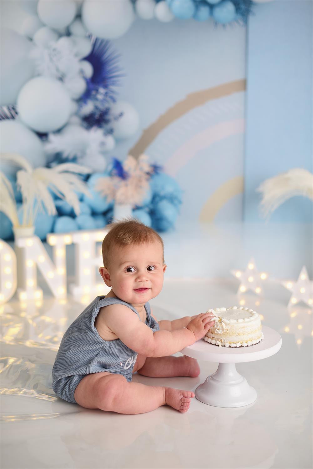 Kate Blau Boho Cake Smash Foto Kit - Kate Backdrop.de