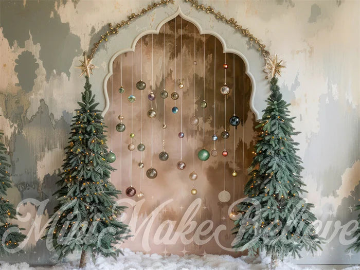 Kate Weihnachten Boho Retro Floral Bogen Kulisse Entworfen von Mini MakeBelieve - Kate Backdrop.de