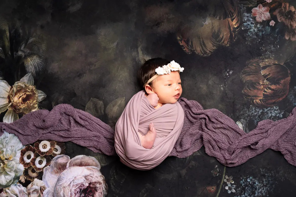 Kate Fine Art Dark/Brown Floral Zusammenklappbarer Hintergrund Fotografie 5X6.5ft(1.5x2m)