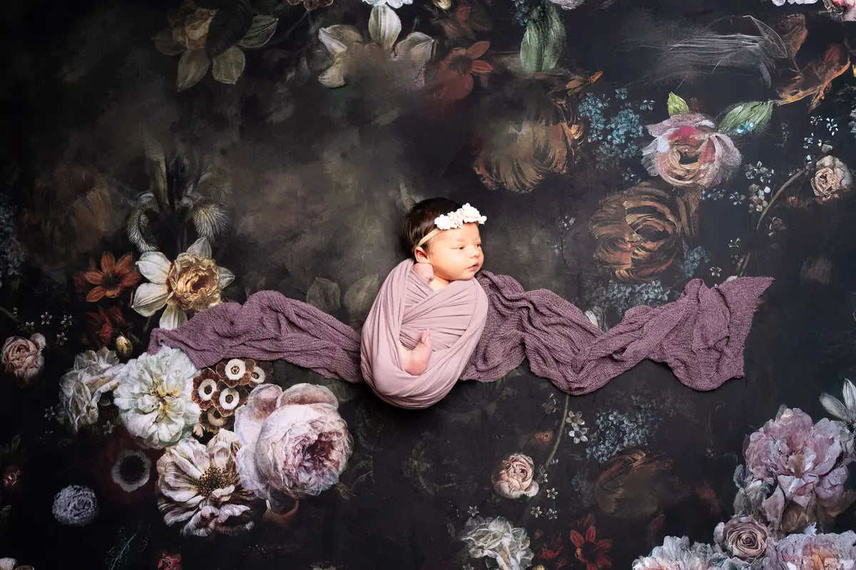 Kate Fine Art Dark/Brown Floral Zusammenklappbarer Hintergrund Fotografie 5X6.5ft(1.5x2m)