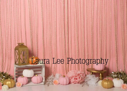 Super Sale-A Kate Süß Kürbisse Thanksgiving rosa Halloween Hintergrund Konzipiert von Laura Lee Photography