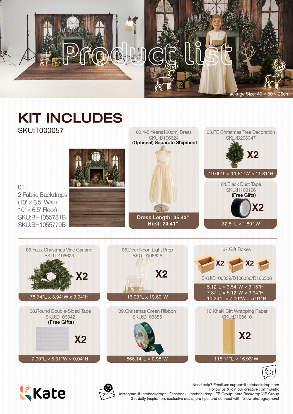 Kate Weihnachts-Kamin-Fotokit Fotografie-Hintergründe & Requisiten Themenpaket - Kate Backdrop.de