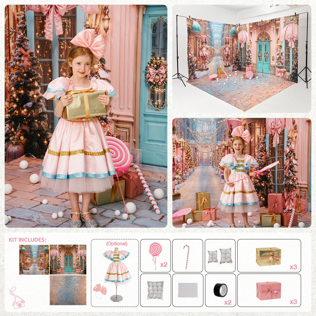 Kate Weihnachten Rosa Süßwarenladen Raumset Fotografie-Set Fotohintergründe & Requisiten Themenpaket