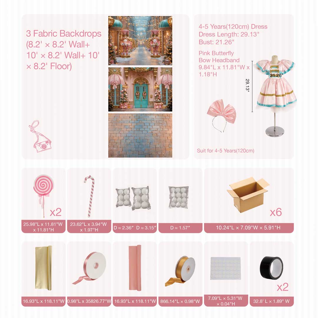 Kate Weihnachten Rosa Süßwarenladen Raumset Fotografie-Set Fotohintergründe & Requisiten Themenpaket