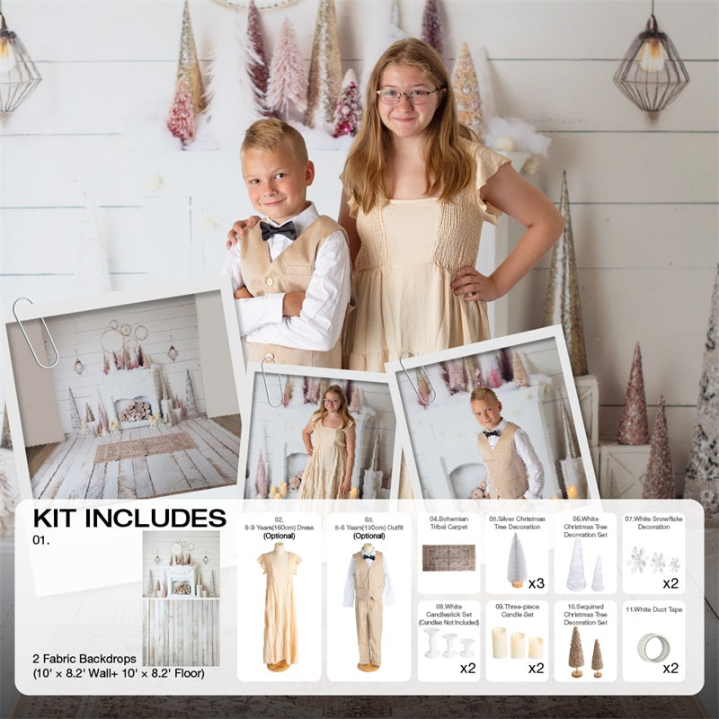 Kate Pink- und Goldfarbenes Boho-Weihnachts-Fotokit Fotografie-Hintergründe und Requisiten Themenpaket