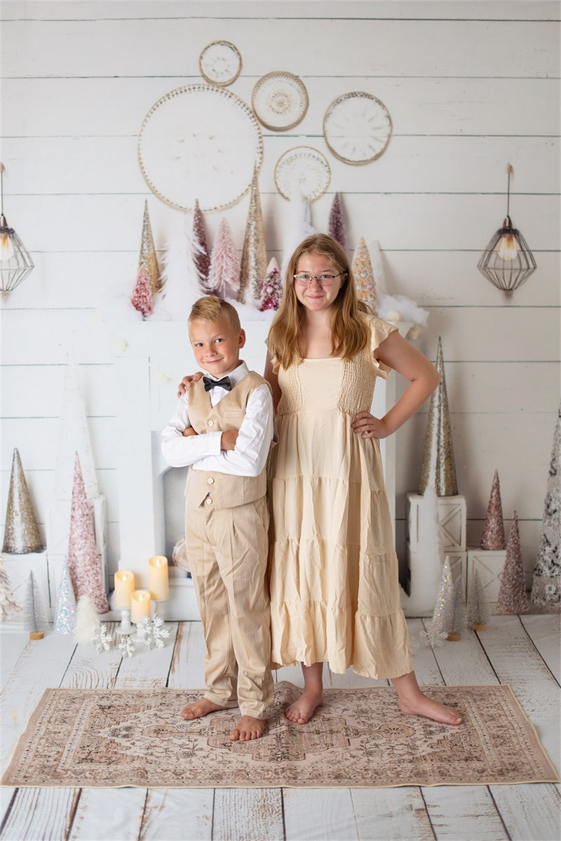 Kate Pink- und Goldfarbenes Boho-Weihnachts-Fotokit Fotografie-Hintergründe und Requisiten Themenpaket
