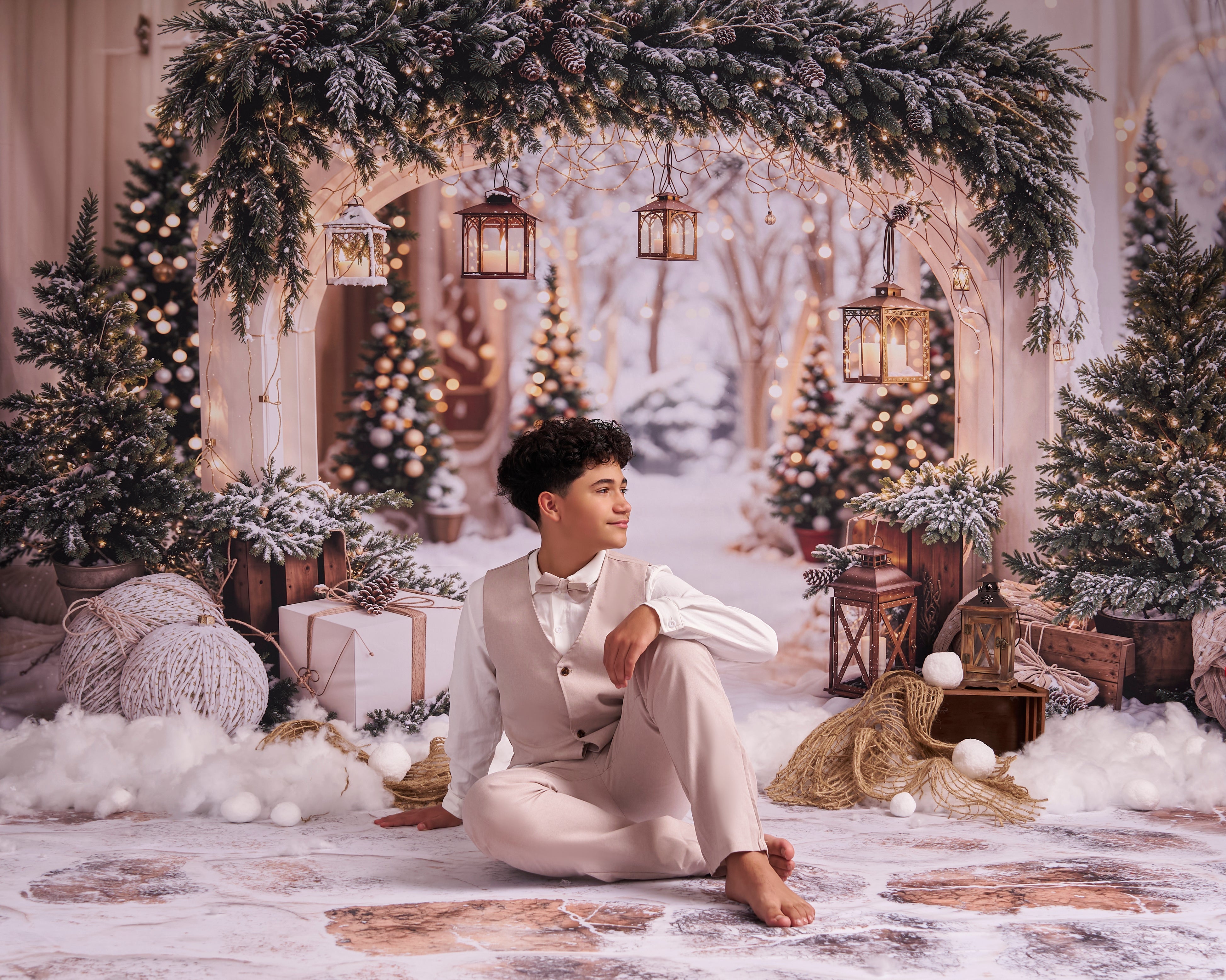 Kate Weihnachten Schnee-Fotografie-Set für Außenaufnahmen Fotografie-Hintergründe und Requisiten Themenpaket