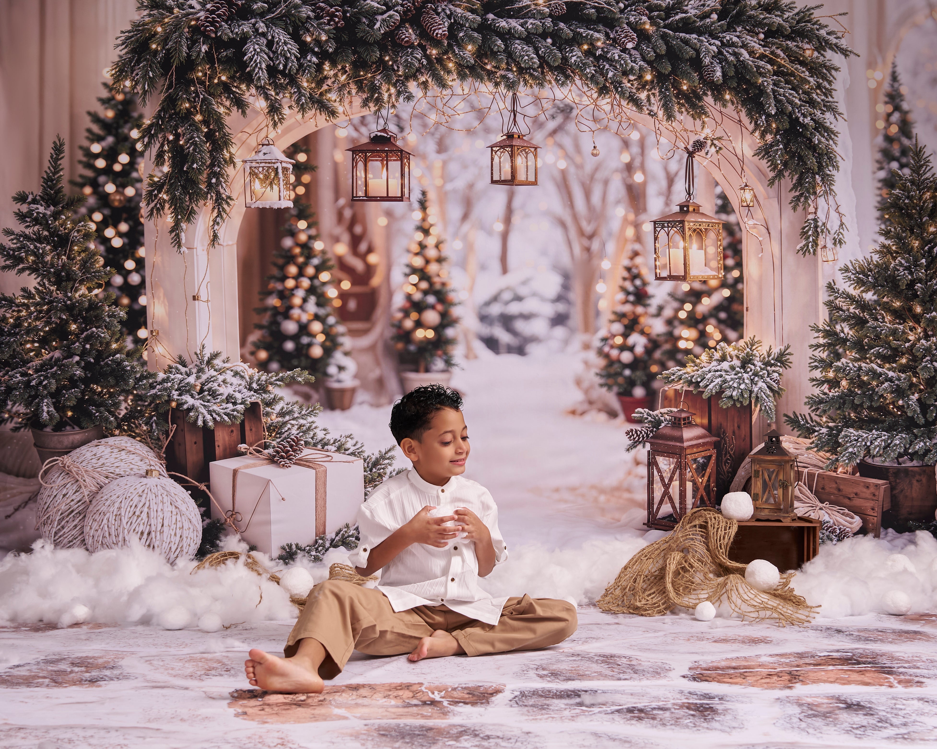 Kate Weihnachten Schnee-Fotografie-Set für Außenaufnahmen Fotografie-Hintergründe und Requisiten Themenpaket