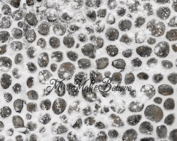 Kate Schnee Weihnachten Winter Kopfsteinpflaster Straße Gummibodenmatte für Fotografie von Mini MakeBelieve - Kate Backdrop.de