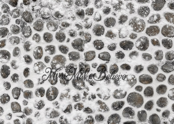 Kate Schnee Weihnachten Winter Kopfsteinpflaster Straße Gummibodenmatte für Fotografie von Mini MakeBelieve - Kate Backdrop.de