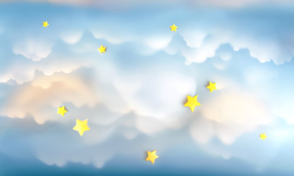 Kate Blauer Himmel Verträumte Wolken Sterne Boden Gummibodenmatte für Fotografie von Mini MakeBelieve