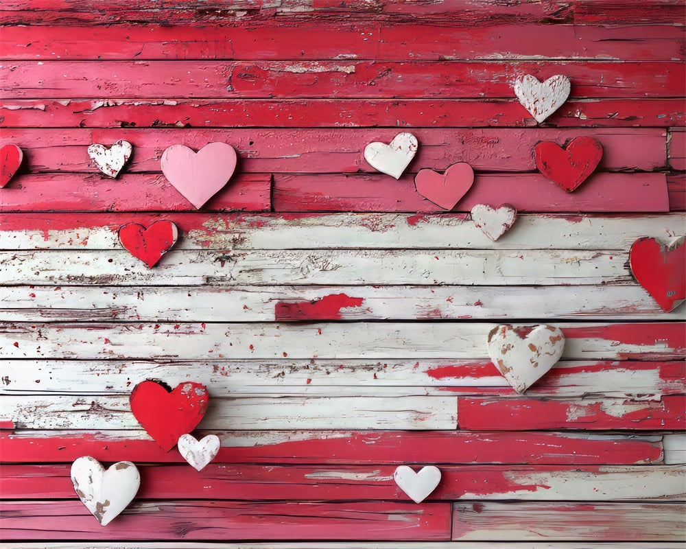 Kate Valentinstag Rotes Herz aus Holz Gummibodenmatte für Fotografie von Mini MakeBelieve
