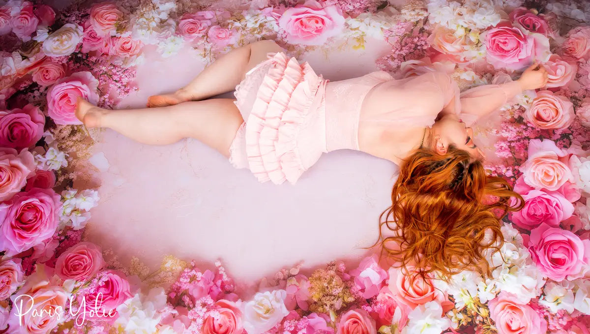 Kate Frühlings Blumen Rosa Rose Gummibodenmatte für Fotografie von Mini MakeBelieve