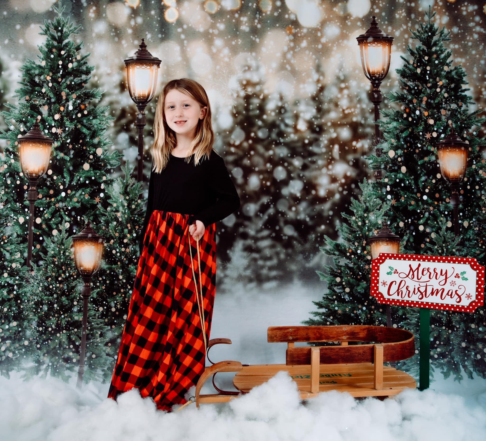 Kate Weihnachten Schneewald Lichter Fleece Hintergrund - Kate Backdrop.de