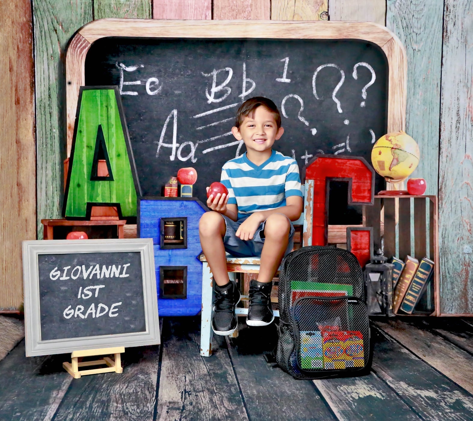 Kate Zurück zur Schule Sommer Tafel ABC Fleece Hintergrund - Kate Backdrop.de