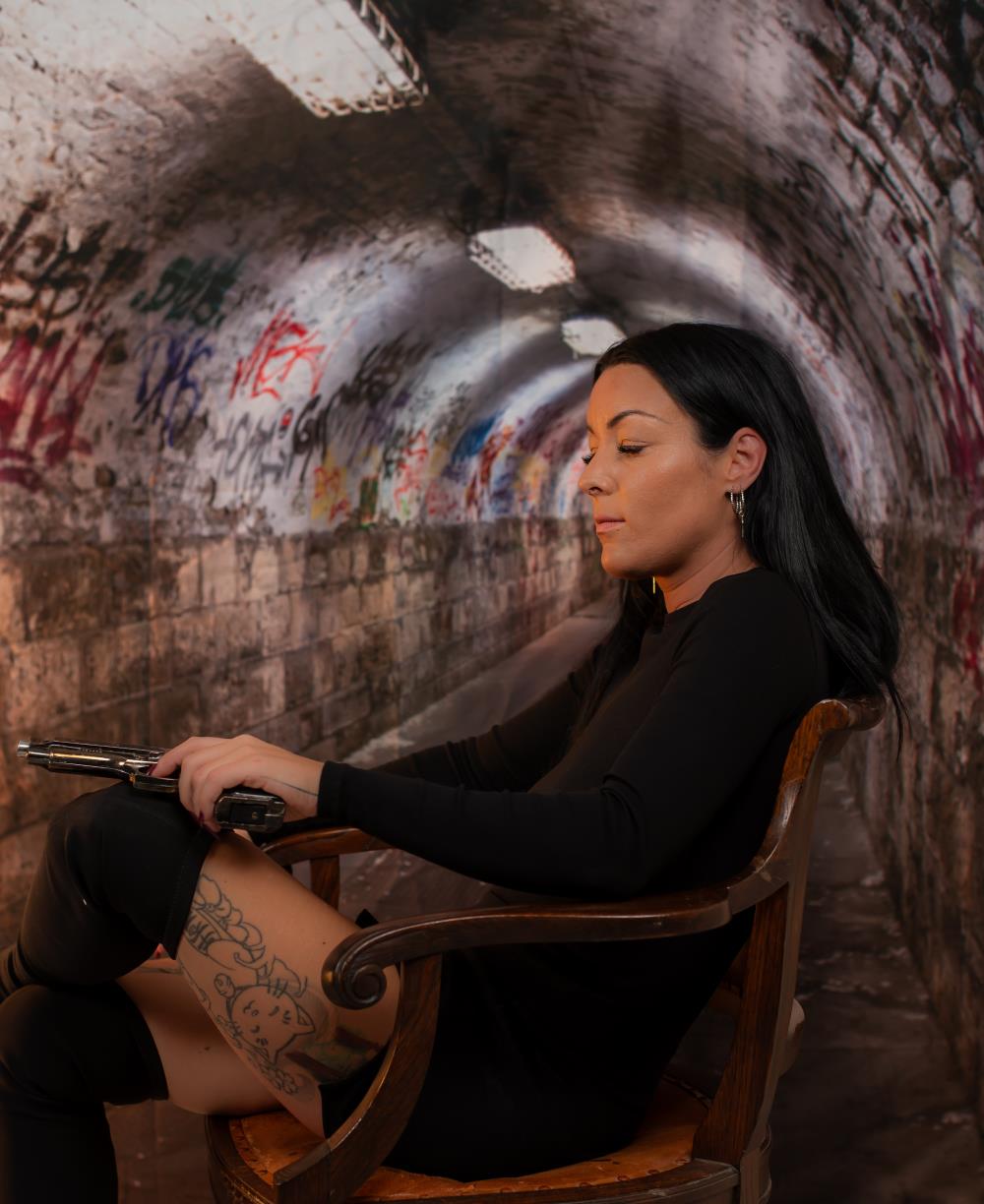 Kate Graffiti Wand Tunnel Gebäude Hintergrund für Fotografie - Kate Backdrop.de