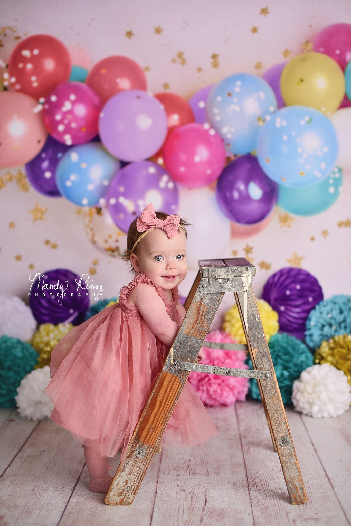 Kate Geburtstags-Ballone und Sterne Hintergrund Entworfen von Mandy Ringe Photography - Kate Backdrop.de
