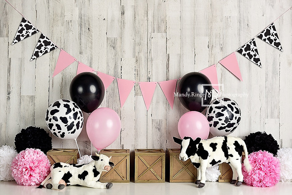 Kate Kuh Girly Geburtstag Kinder Fleece Hintergrund Entworfen von Mandy Ringe - Kate Backdrop.de