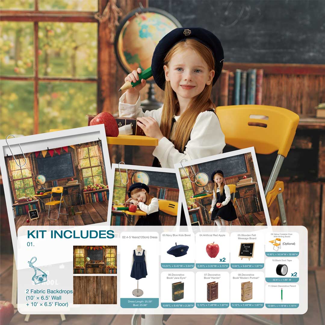 Kate Zurück zu Schule Kreidetafel Globus Foto Kit