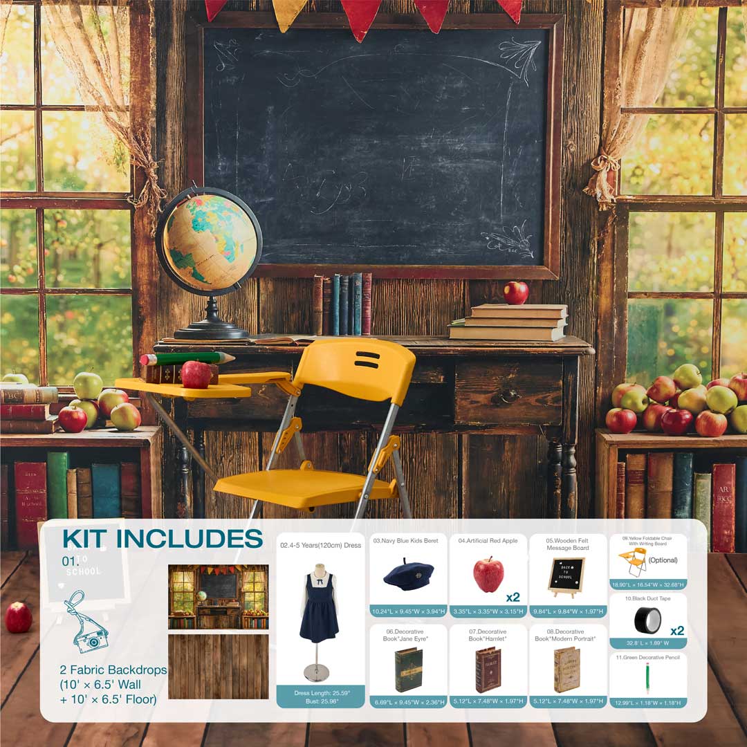 Kate Zurück zu Schule Kreidetafel Globus Foto Kit - Kate Backdrop.de
