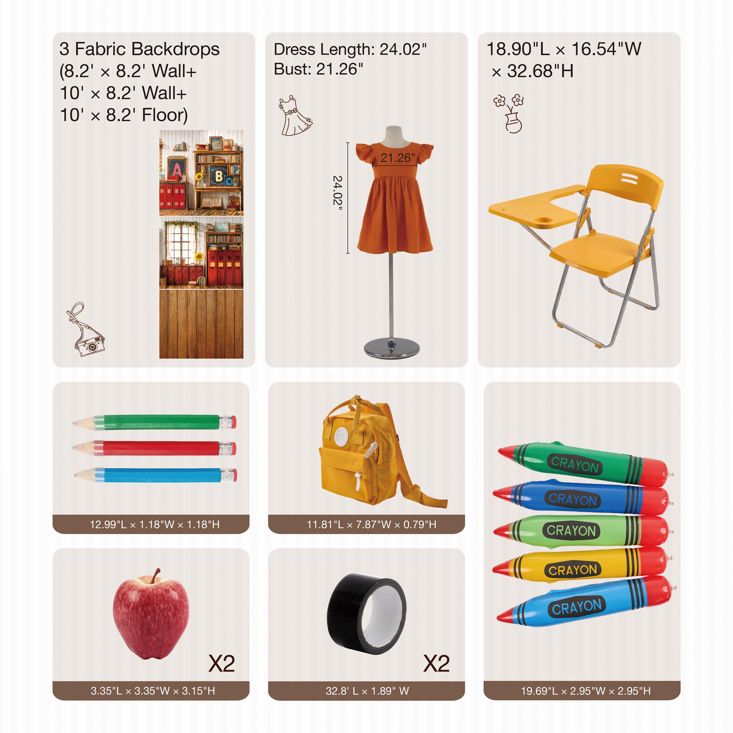 Kate Zurück zu Schule Klassenzimmer Bleistift Zimmerset Fotokit - Kate Backdrop.de