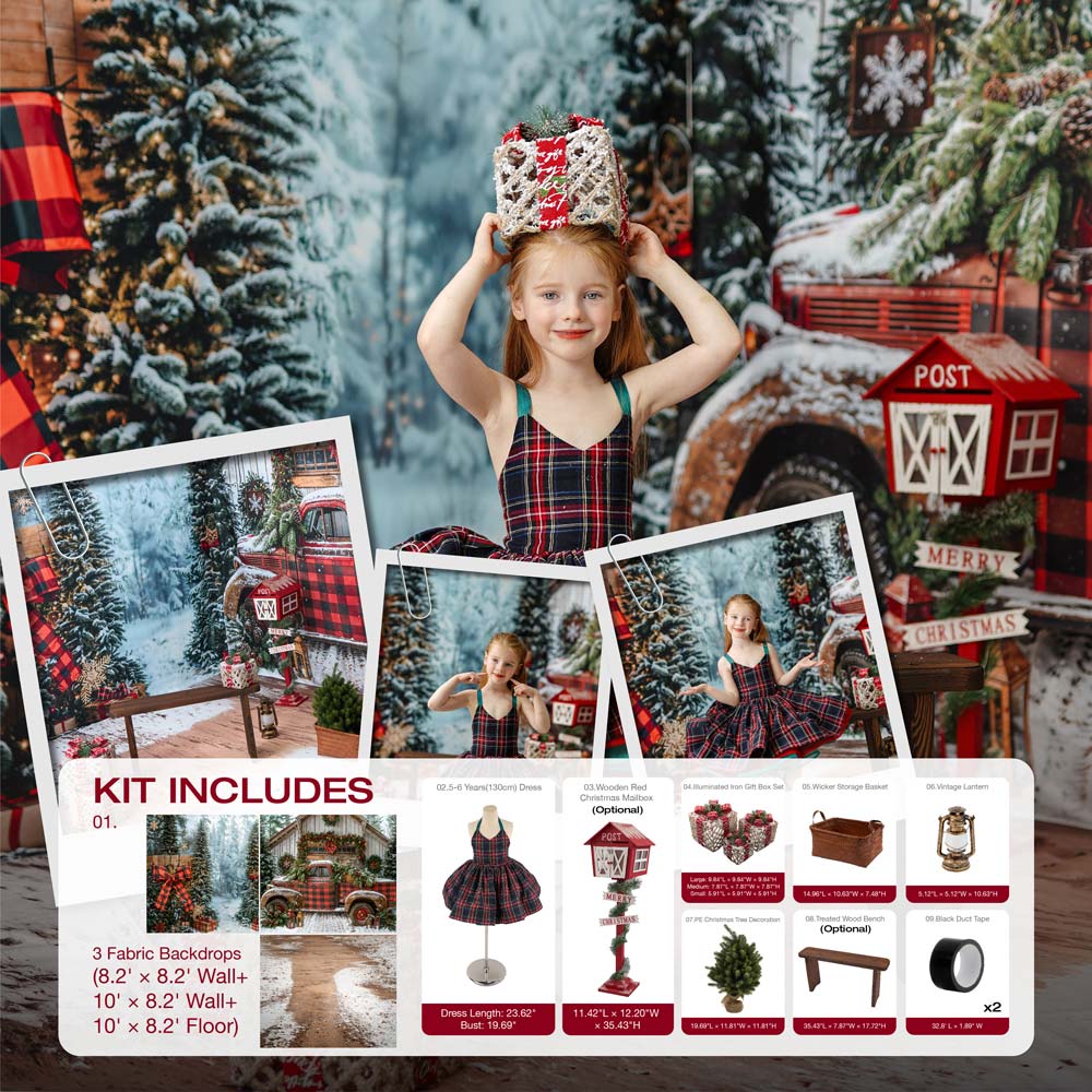 Kate Winter-Weihnachten Baum LKW Geschenke Zimmerset Foto Kit