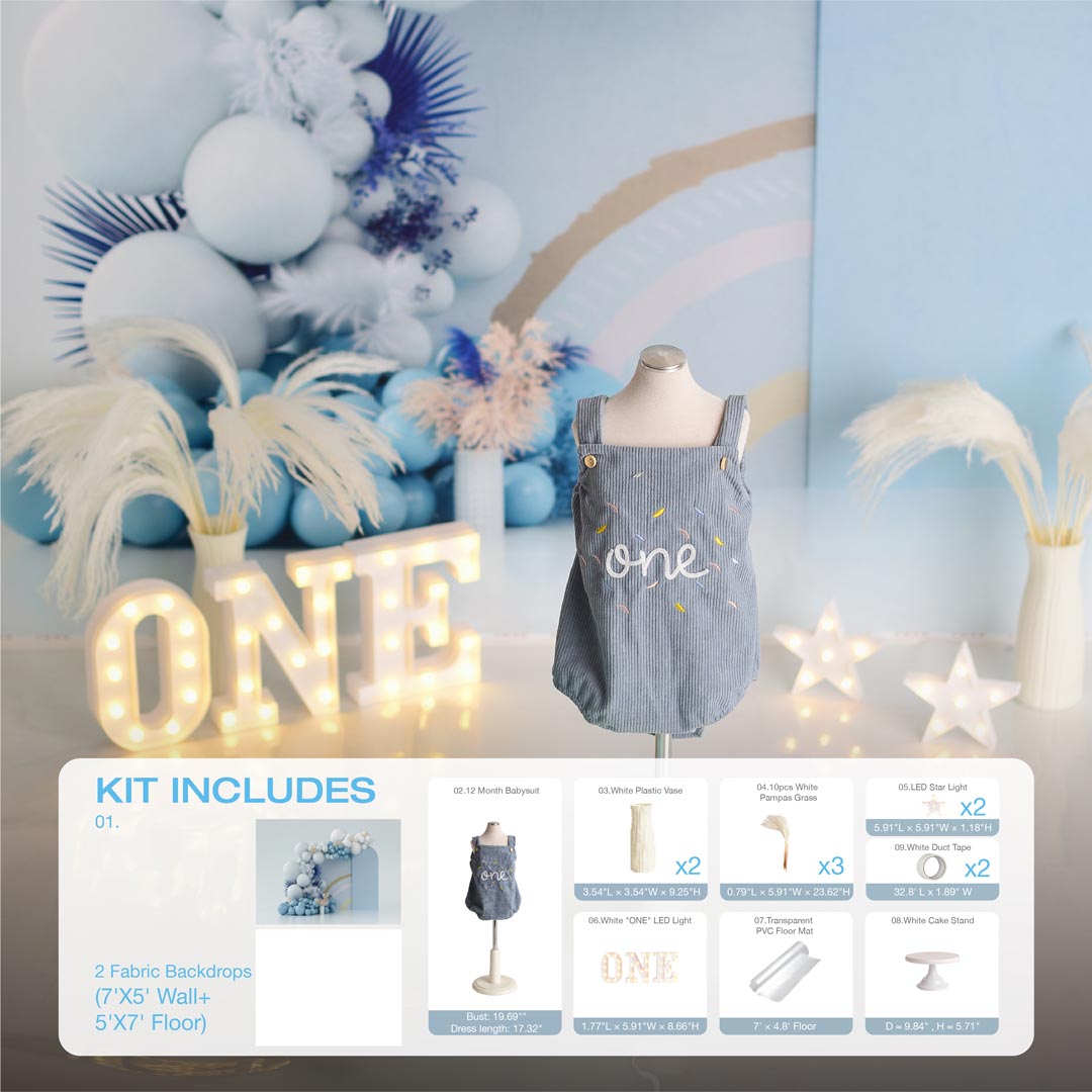 Kate Blau Boho Cake Smash Foto Kit