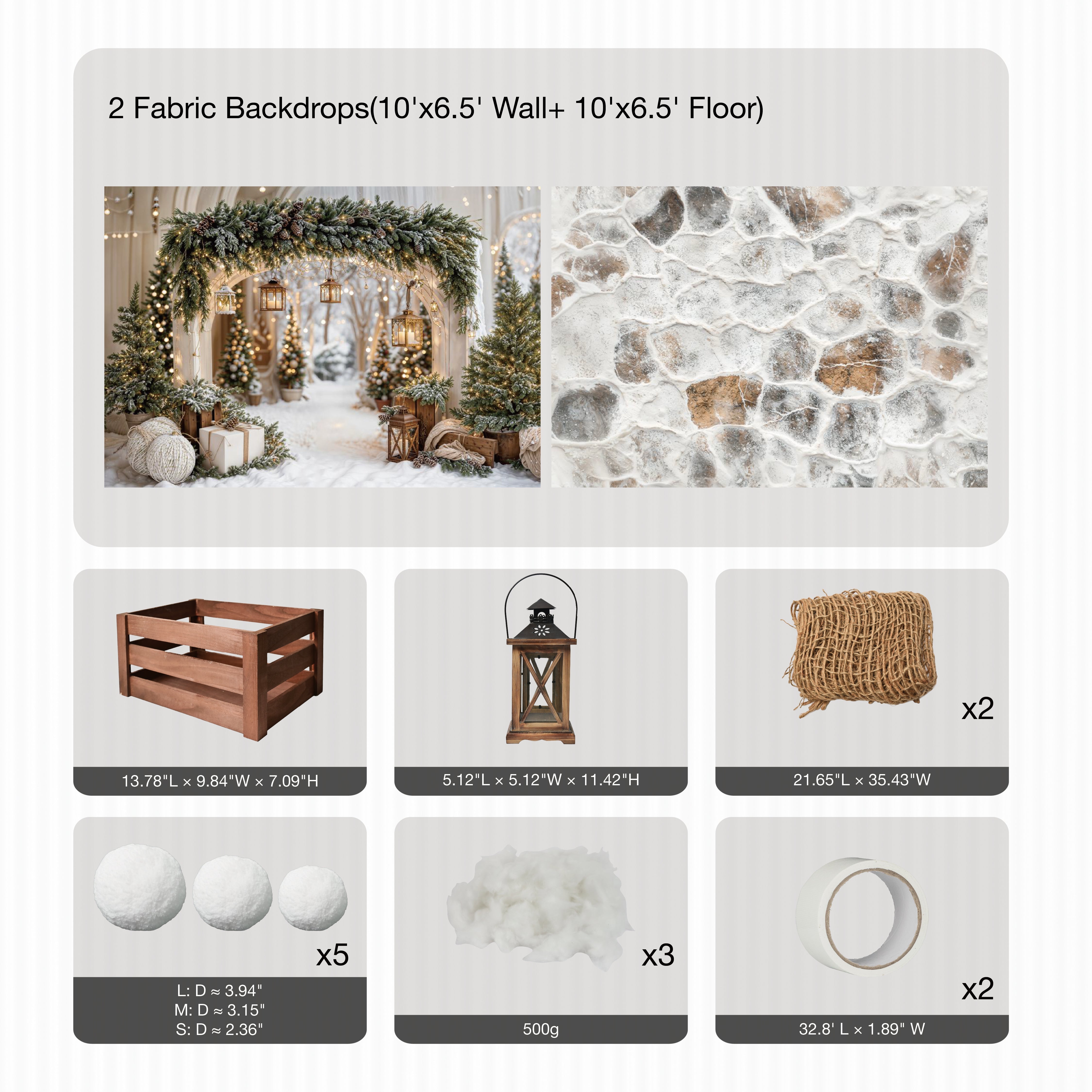 Kate Weihnachten Schnee-Fotografie-Set für Außenaufnahmen Fotografie-Hintergründe und Requisiten Themenpaket