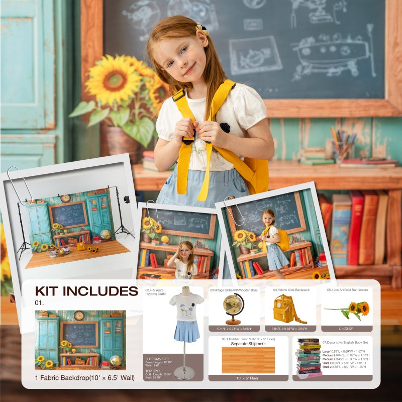 Kate Zurück zu Schule Schultafel Buch Sonnenblume Foto-Kit