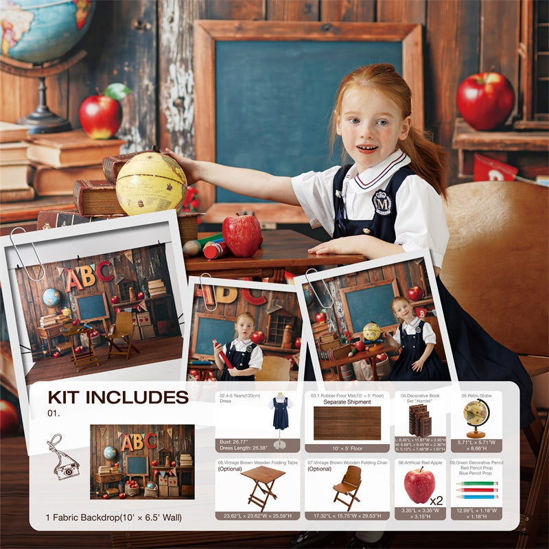 Kate Zurück zu Schule Klassenzimmer ABC Globe Schultafel Foto Kit