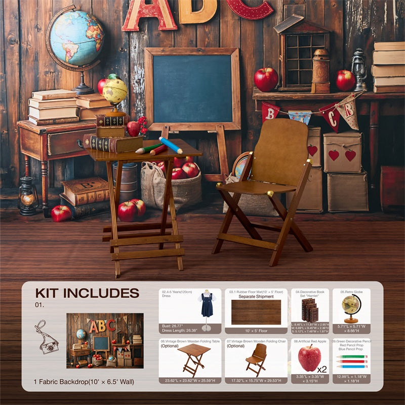 Kate Zurück zu Schule Klassenzimmer ABC Globe Schultafel Foto Kit - Kate Backdrop.de