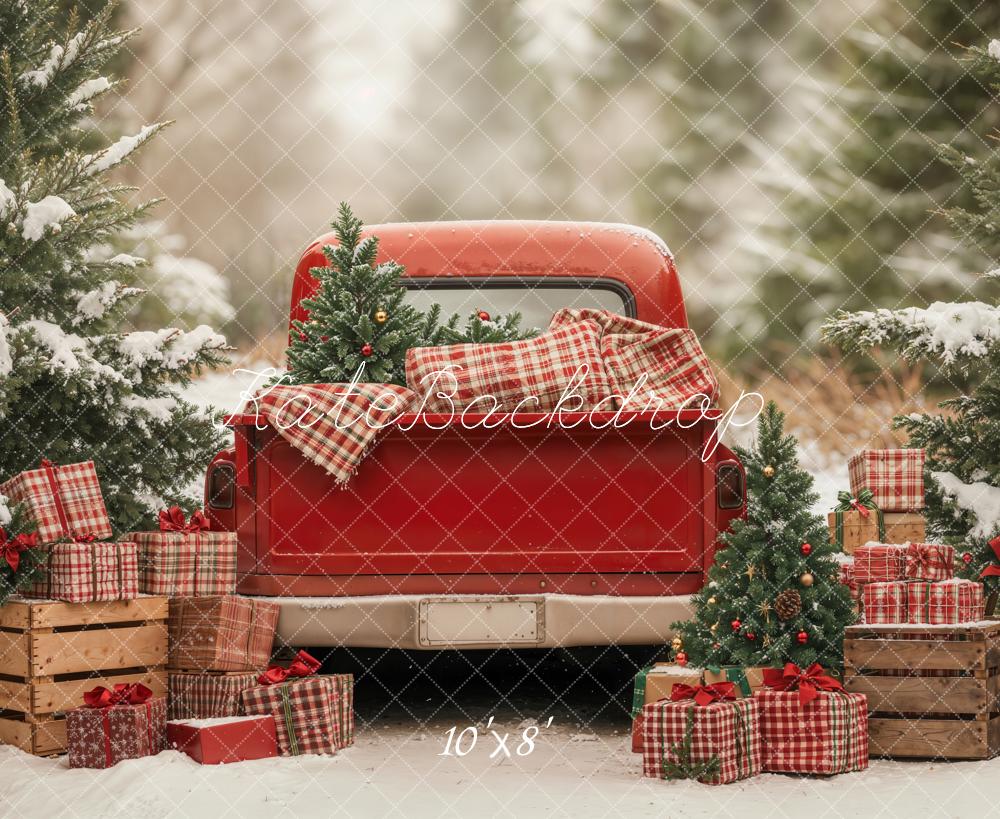 Kate Weihnachten Truck Geschenke Schnee Fleece Hintergrund Entworfen von Emetselch - Kate Backdrop.de