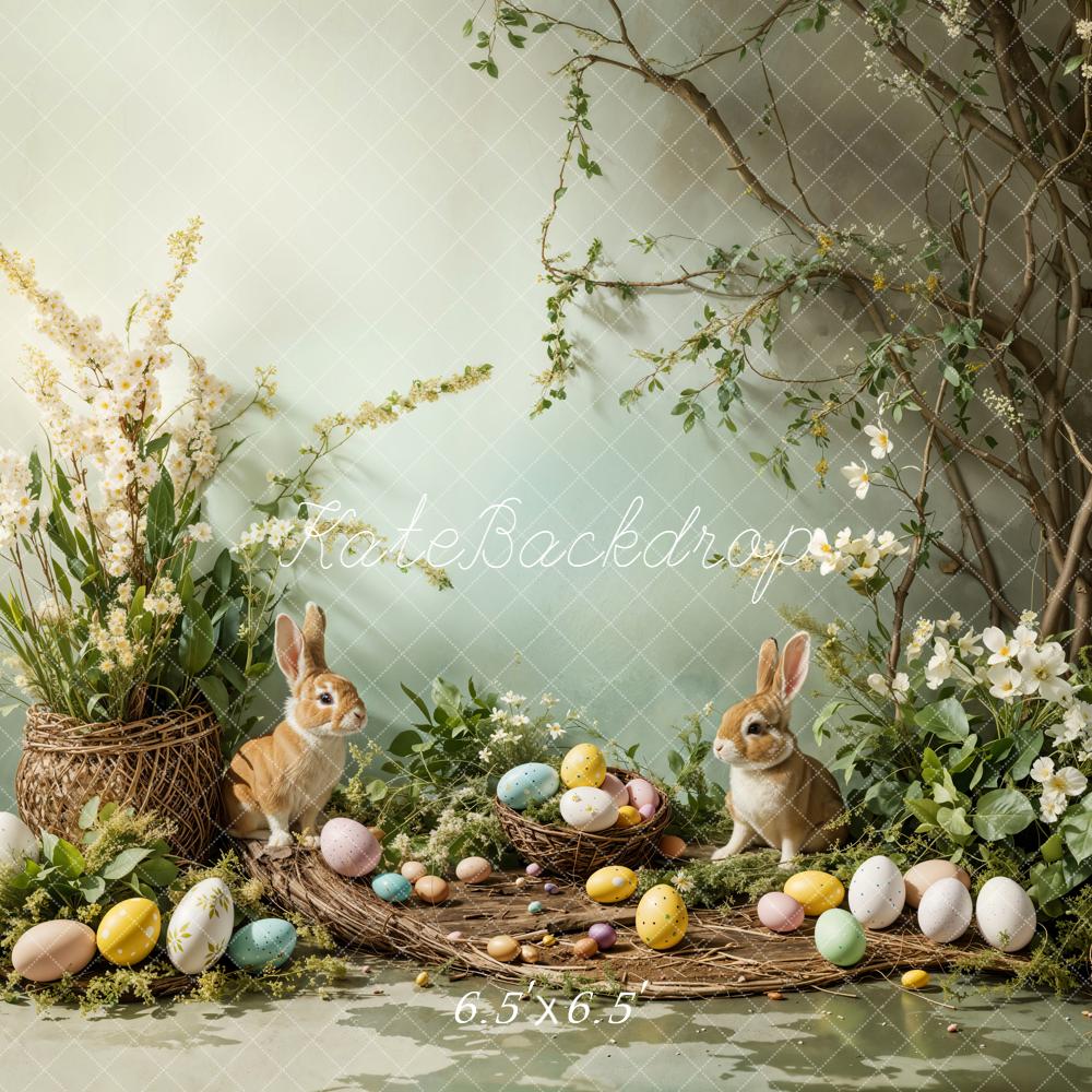 Kate Ostern Kaninchen Eier Blumen Hintergrund Entworfen von Emetselch - Kate Backdrop.de