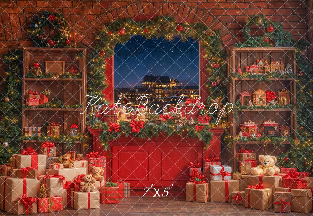 Kate Weihnachten Geschenke Fenster Stadtdeko Hintergrund Entworfen von Emetselch - Kate Backdrop.de