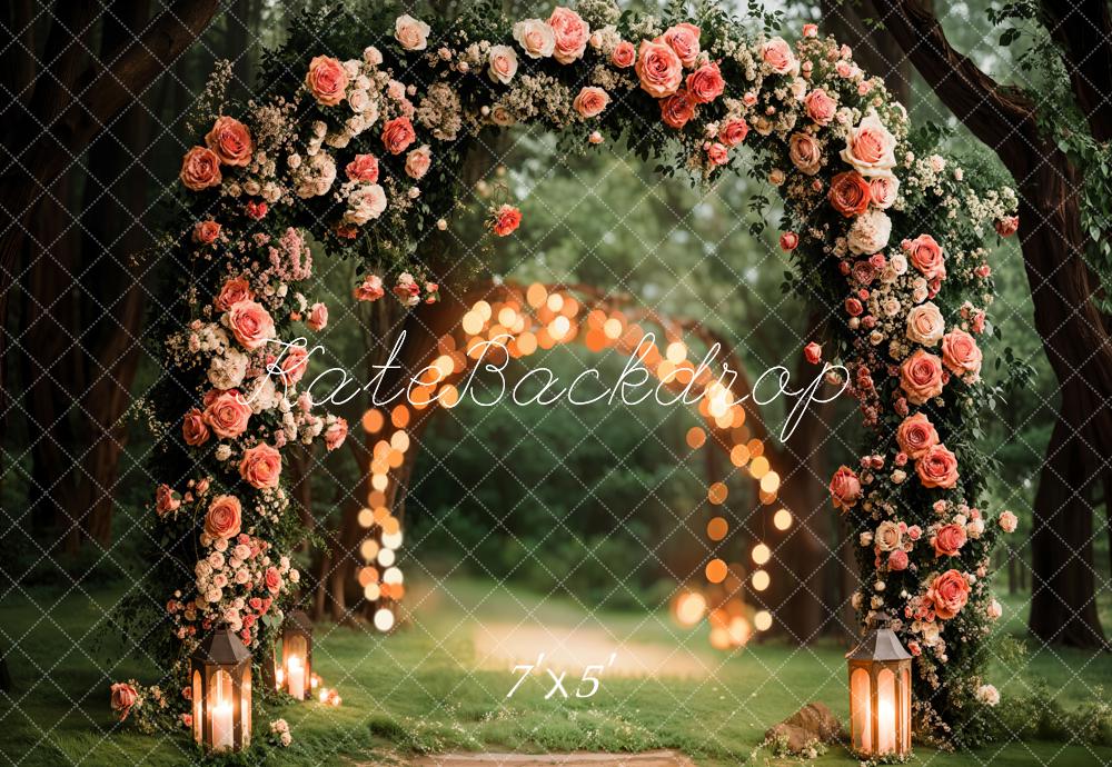 Kate Hochzeit Blumenbogen Wald Romantisch Hintergrund Entworfen von Emetselch