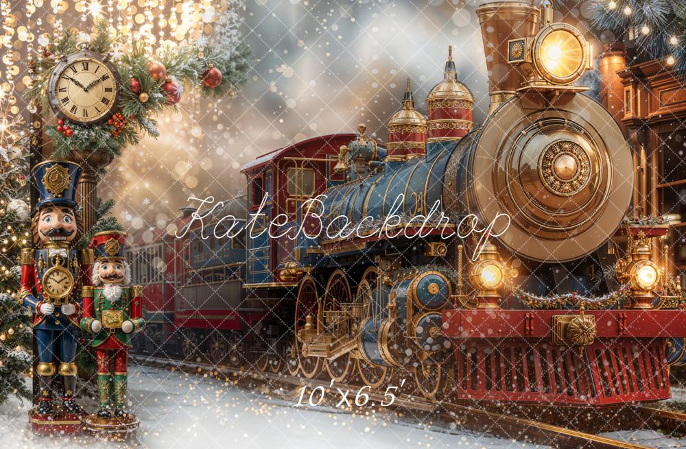 Kate Weihnachten Eisenbahn Nussknacker Vintage Hintergrund Entworfen von Emetselch - Kate Backdrop.de