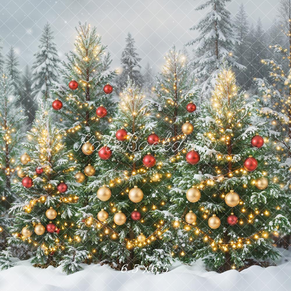 Kate Weihnachten Weihnachtsbäume Lichter Schnee Hintergrund Entworfen von Emetselch - Kate Backdrop.de